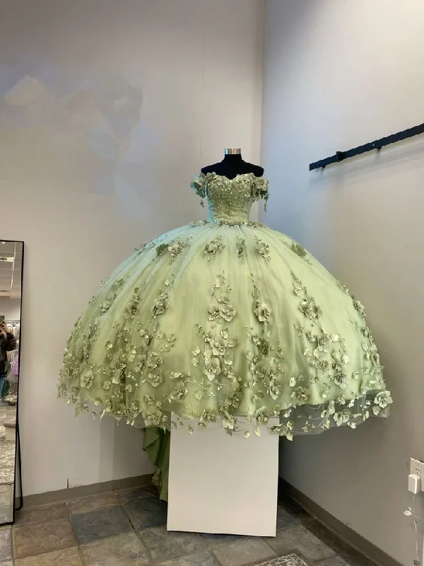 Green Quinceanera Dresses 3D Flowers Applique Ball Gown Sweet 16 Dress  Y2984 Save On Classic Elegant Styles