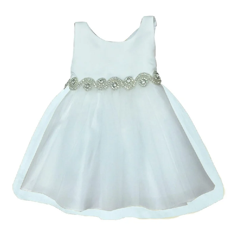 Baby Girls Ivory Satin Tulle Rhinestone Flower Girl Dress 6-24M Discounts On Casual Weekend Styles