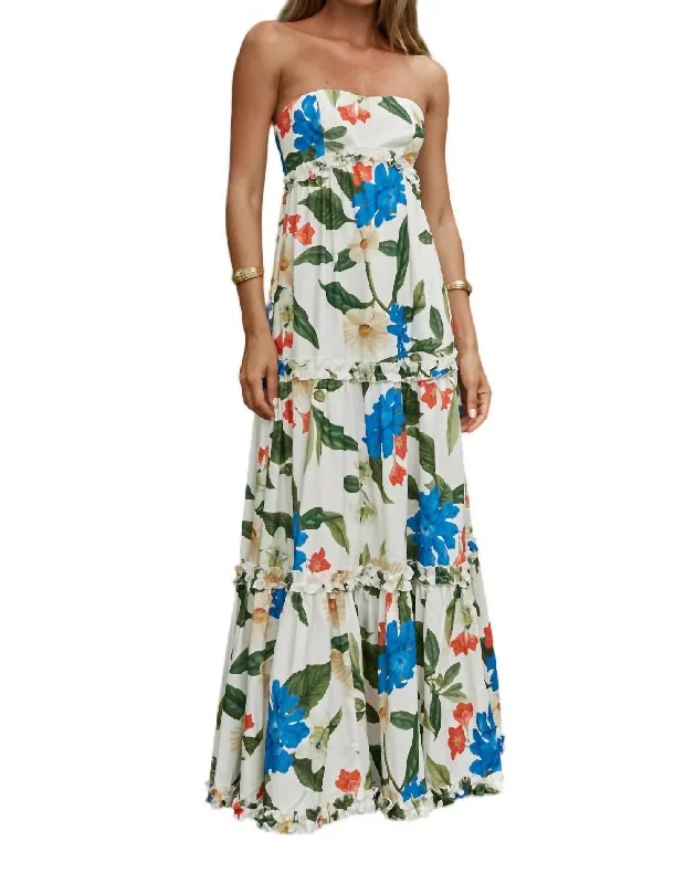 Daria Maxi Dress In White Floral Lighten Up With Nordic Styles