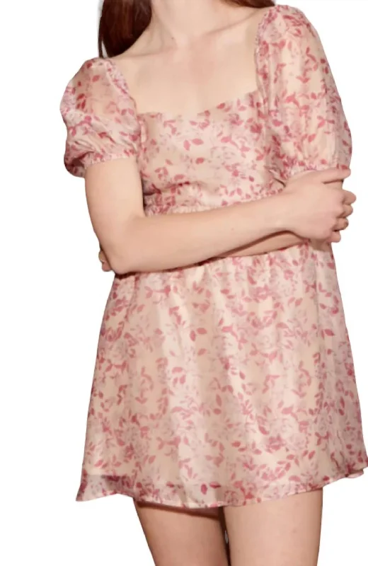 Stella Mini Dress In Pink Floral Casual Weekend Relaxed Style