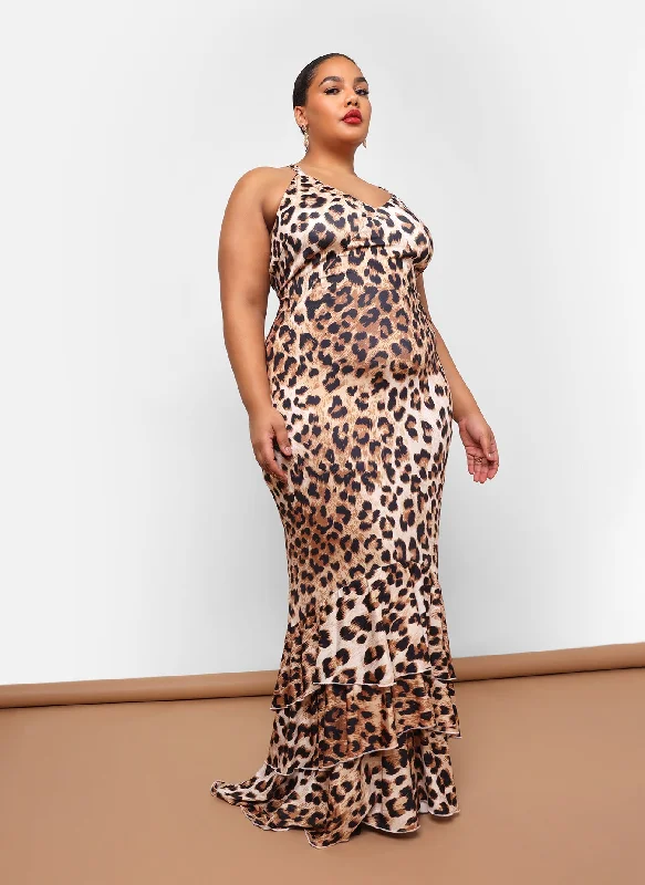 Halima Leopard Mermaid Maxi Bodycon Dress Wardrobe Refresh