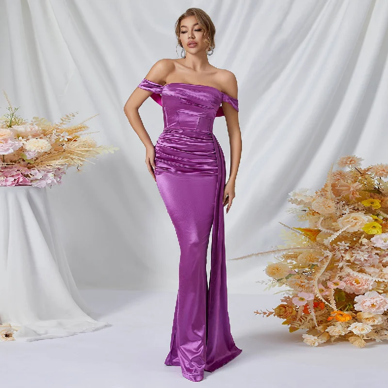 Sexy Satin Off Shoulder Ball Gown Chic Style