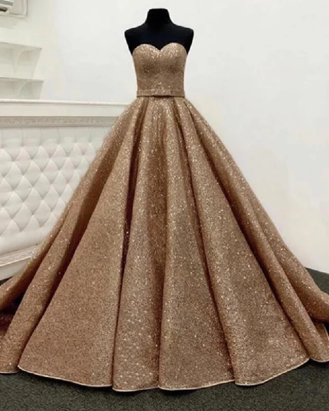 Siaoryne PL512 Princess Sweetheart Gold Ball Gown Glitter Prom Dresses Floor Length Gowns Women Vestideos de festa Classic Timeless Elegant Style