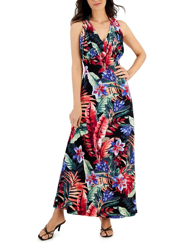 Womens Floral Print Jersey Maxi Dress Early Access To Art Deco Styles Sale