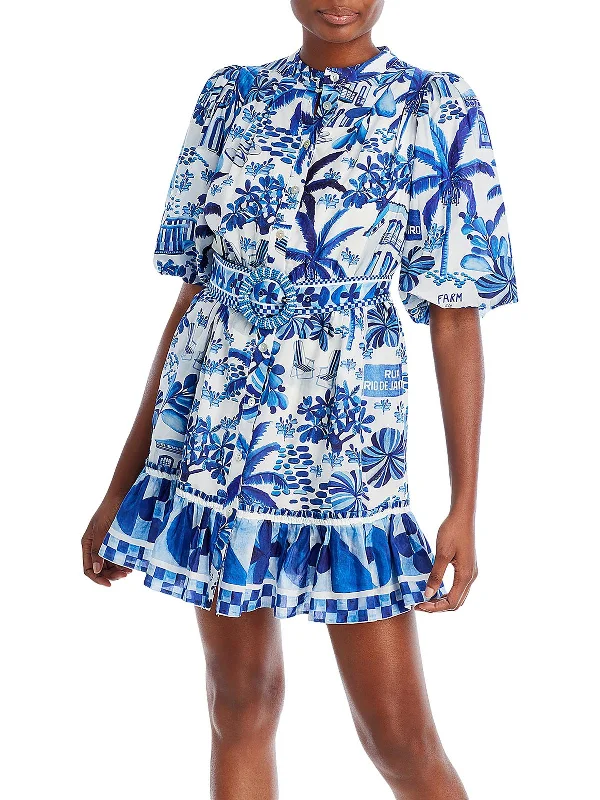 Womens Floral Shirtdress Mini Dress Graceful Movement