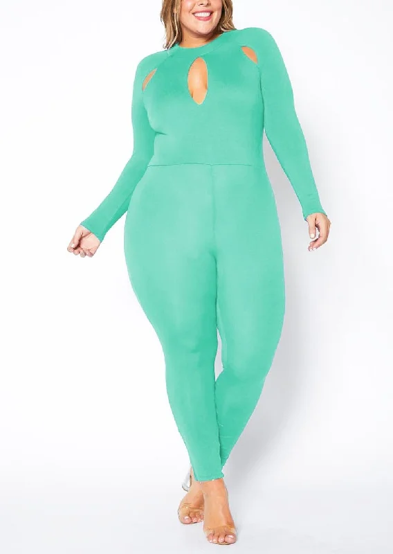 Hi Curvy Plus Size Women Cutout Bodycon Jumpsuit Cottagecore Rustic Charm Style