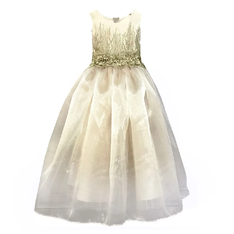 Little Girls Champagne Satin Organza Sleeveless Easter Dress 2-8 Lighten Up With Nordic Styles