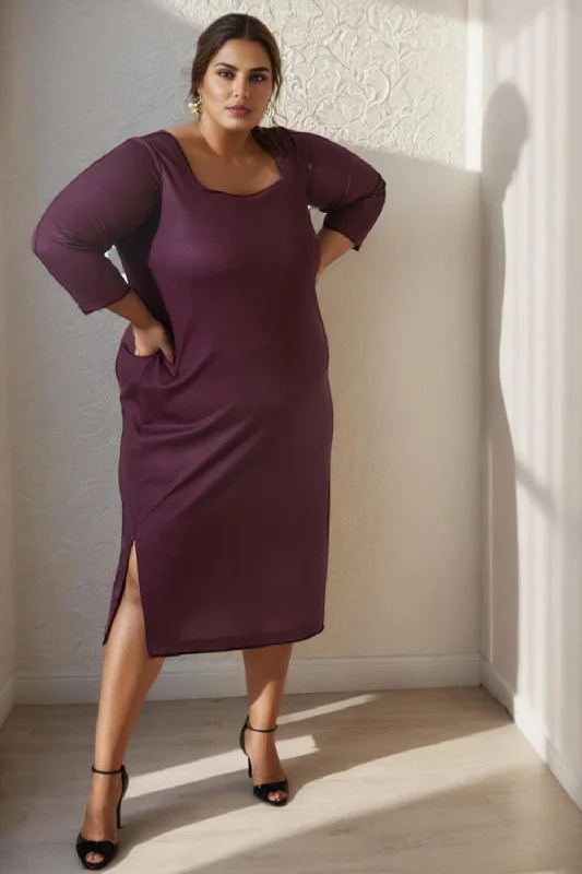 Plus Size Wine Bodycon Dress Great Deals On Ethnic Cultural Wear