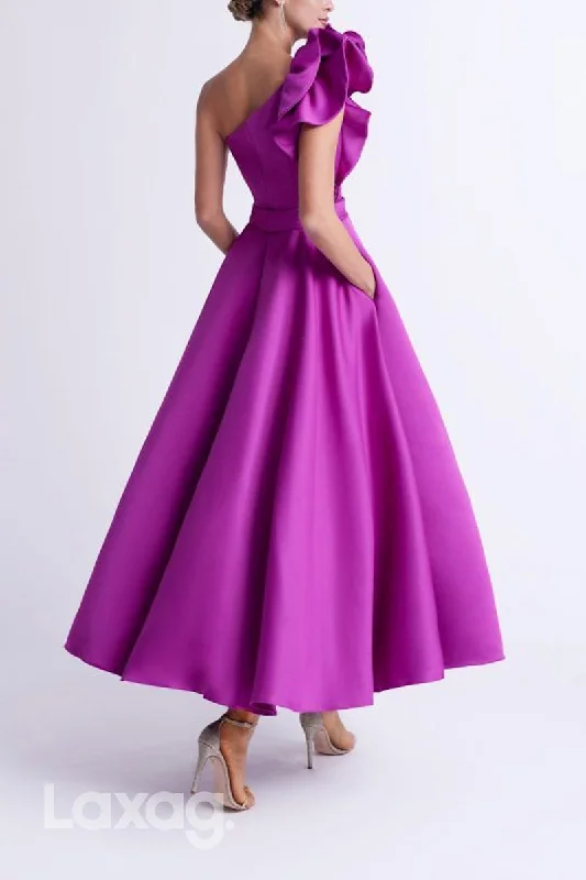 22967 - A-Line One Shoulder Sleeveless Ankle-Length Cocktail Party Formal Evening Dress Graceful Movement