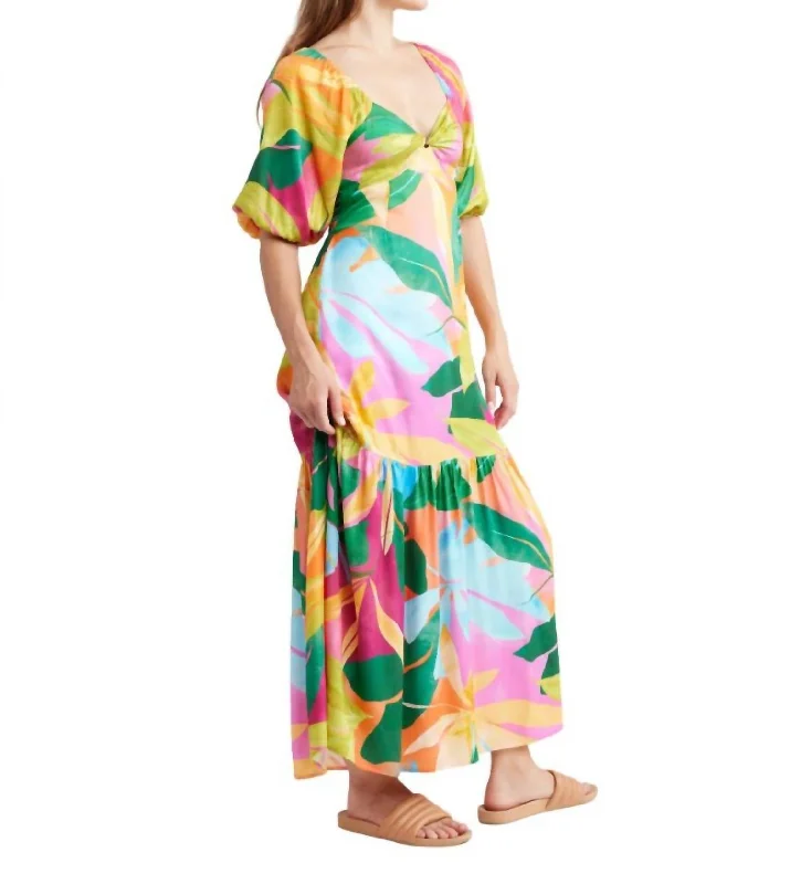 Tara Front Twist Maxi Dress In Multi Floral Rustic Countryside Charm Look