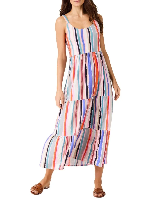 NIC+ZOE Painted Stripes Tiered Maxi Dress Early Access To Art Deco Styles Sale