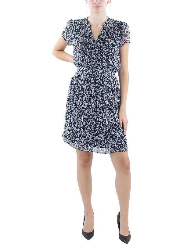 Petites Womens Floral Print Polyester Cocktail And Party Dress Now On Sale For Chic Urban Styles