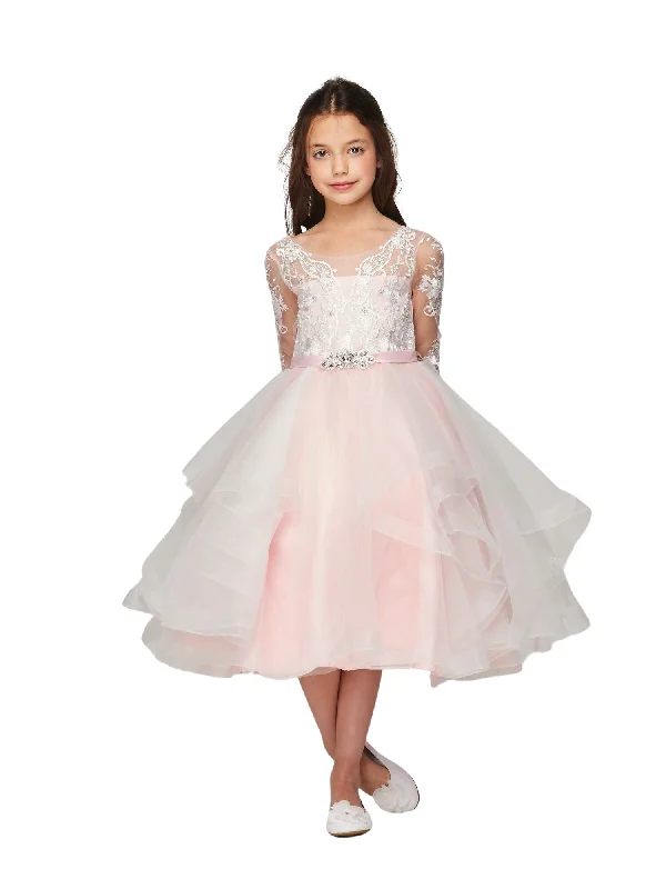 Girls Multi Color Lace Rhinestone Brooch Satin Ribbon Flower Girl Dress 2-16 Sophisticated Cut