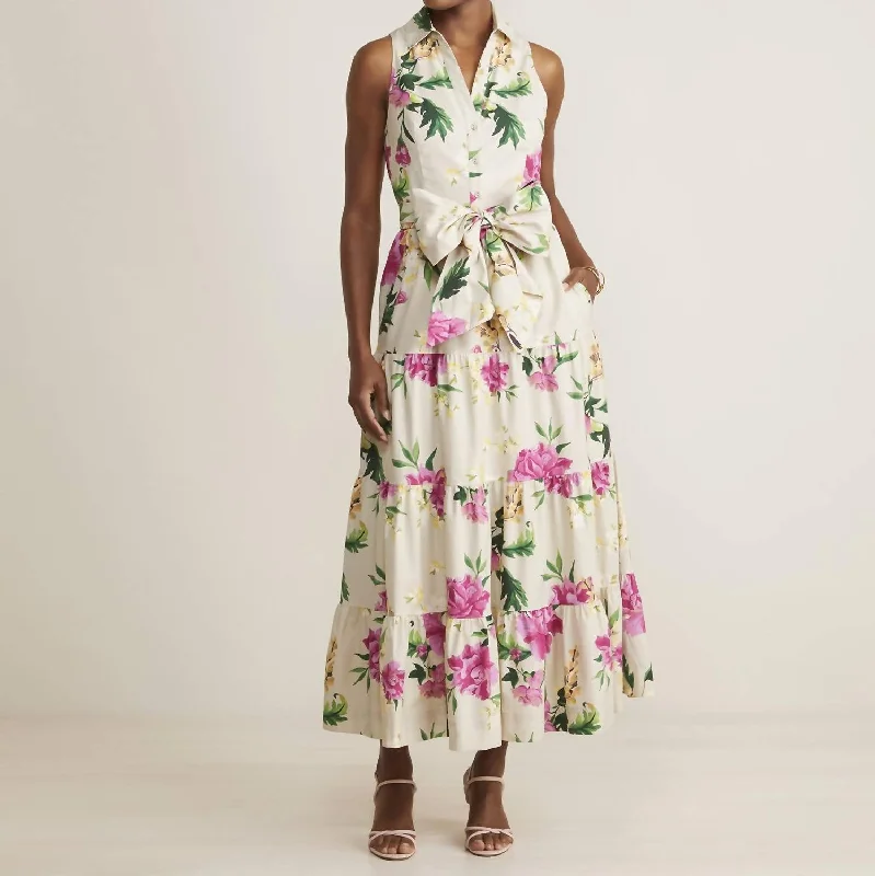 Tiered Maxi Dress In Floral Early Access To Art Deco Styles Sale