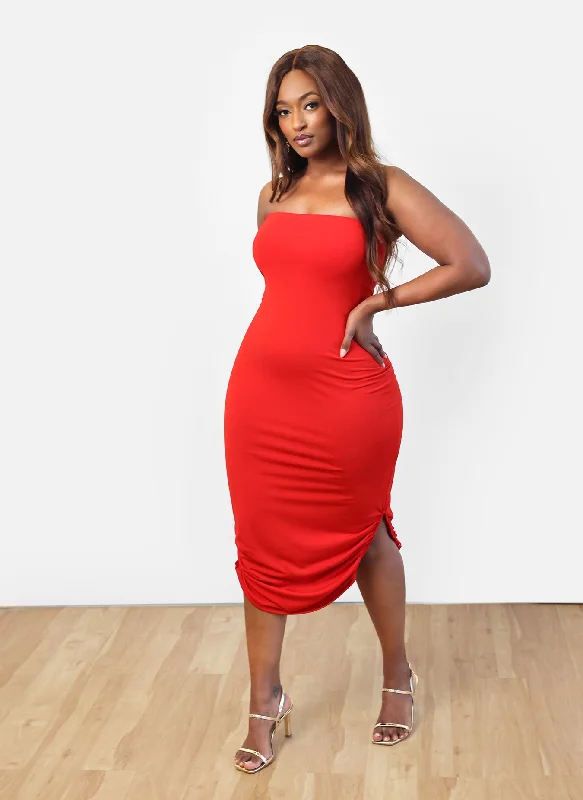 As I Am Bodycon Double Layered Midi Dress Elegant Style