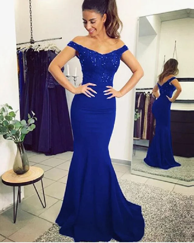 Siaoryne Fitted Women Long Evening Party Gowns ,Off Shoulder Lace Prom Dresses PL8544 Best-Sellers