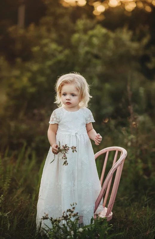 Formal Baptism Gown in White Feminine Soft - Hued Look