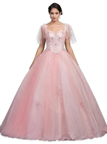Women's Wedding Apparel Dancing Queen 1203 - Sheer Butterfly Sleeve Ornate Ballgown Women's Wedding Apparel Dancing Queen 1203 - Sheer Butterfly Sleeve Ornate Ballgown