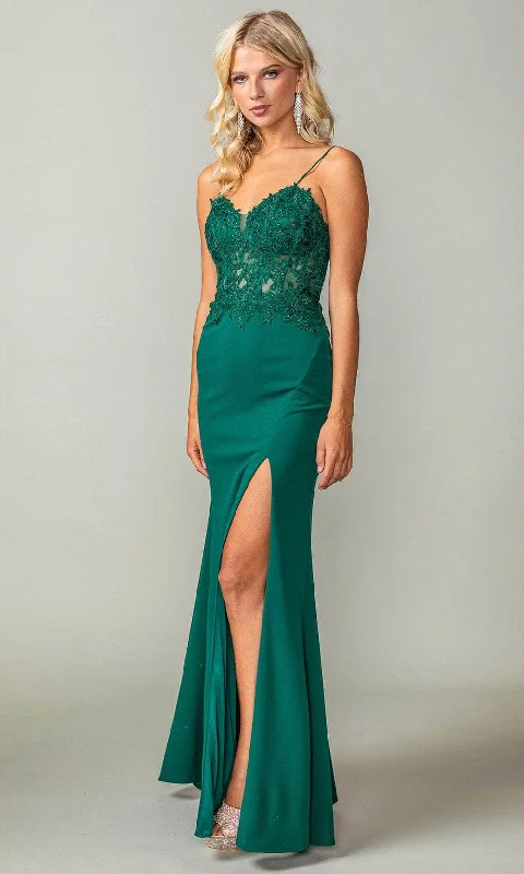 Plus-Size Women's Clothing Dancing Queen 4366 - Embroidered Sleeveless Prom Gown