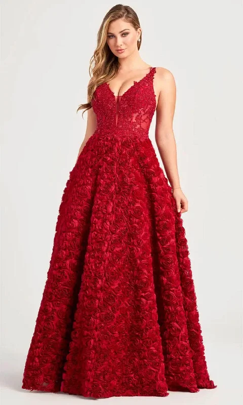 Women's Everyday Apparel Colette By Daphne CL5251 - Illusion Floral Ballgown