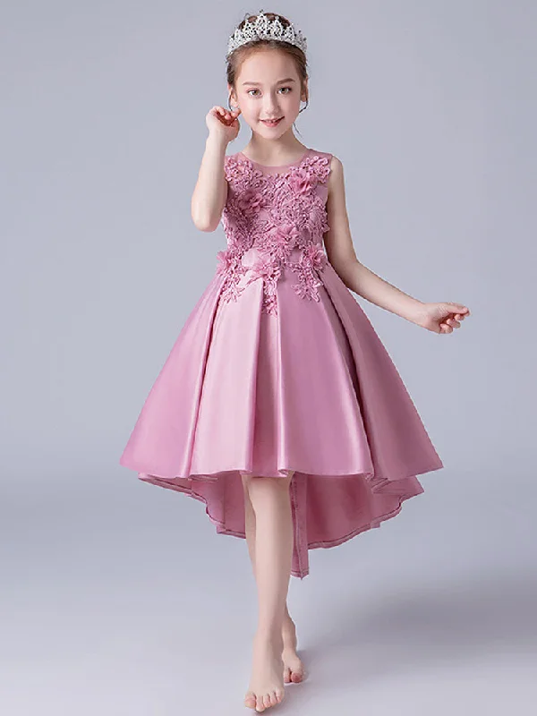 Jewel Neck Sleeveless Embroidered Formal Kids Pageant flower girl dresses Wardrobe Refresh