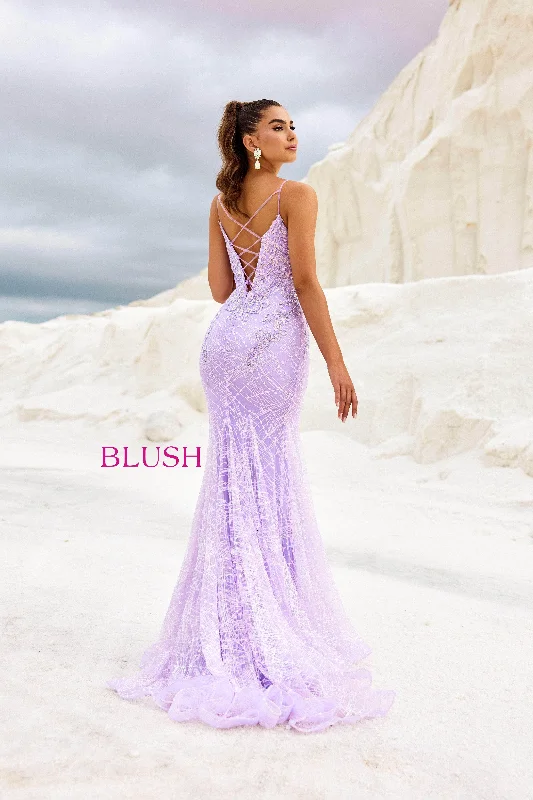 Flash Sale Online Blush by Alexia Designs 12175 - Plunging Sleeveless Gown