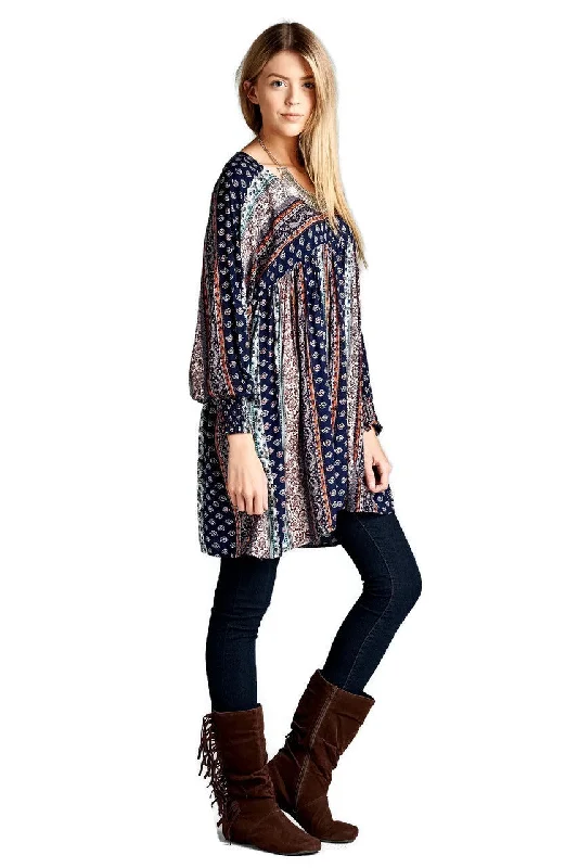 Paisley Baby Doll Tunic, Navy Pastel Styles