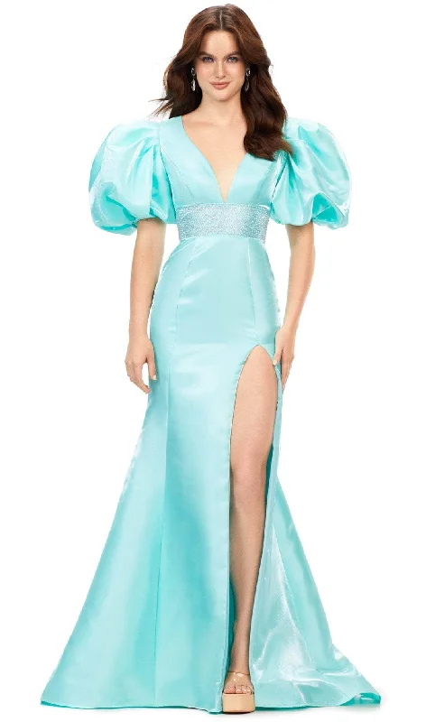 Women Clothes Ashley Lauren 11379 - Puff Sleeve Trumpet Gown