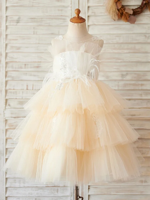 Jewel Neck Tulle Sleeveless Short Princess Beaded Kids Pale Mauve Party Dresses Seasonal Sale