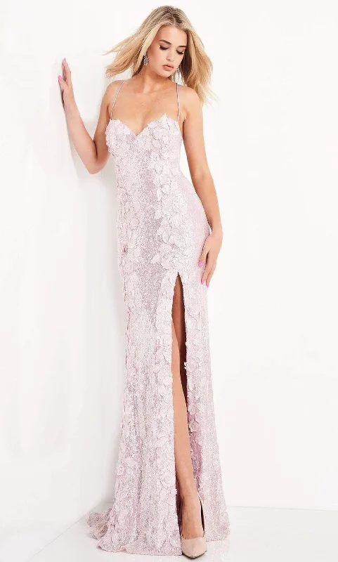 Women's Formal Clothes Jovani 06109SC - Sequined High Slit Prom Gown