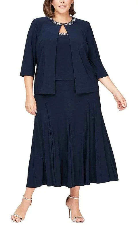 Exclusive Women's Fashion Collection Alex Evenings - Tea Length Bead-Trimmed A-Line Dress 435372SC Exclusive Women's Fashion Collection Alex Evenings - Tea Length Bead-Trimmed A-Line Dress 435372SC