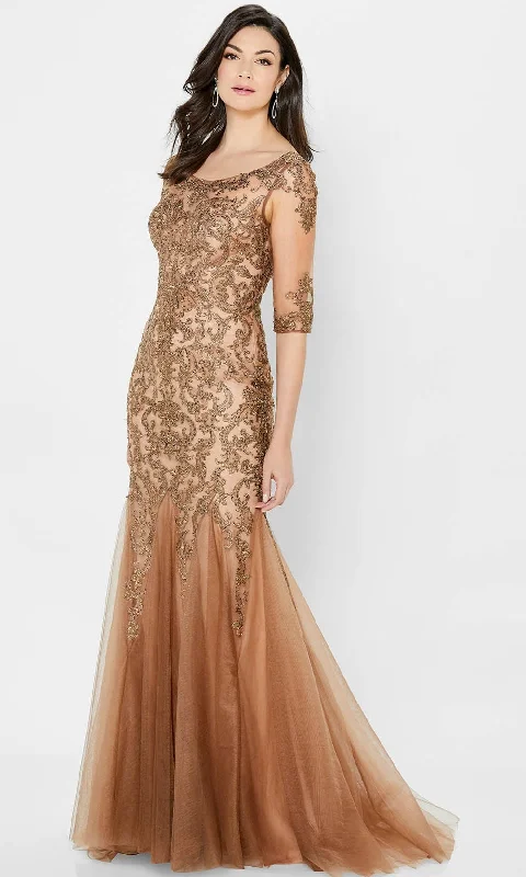Fashionable Women's Outfit Montage by Mon Cheri 122901 - Quarter Sleeve Lace Formal Gown