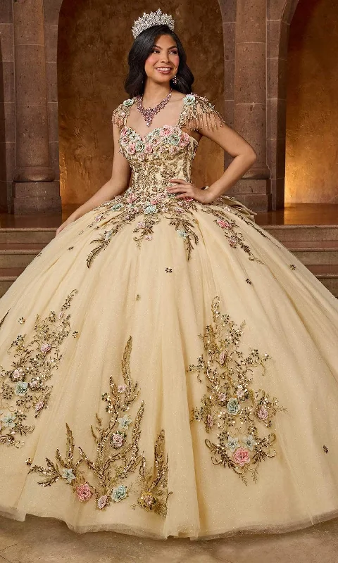 Clothing Brands Rachel Allan RQ3126 - 3D Floral Embellished Sweetheart Neck Ballgown