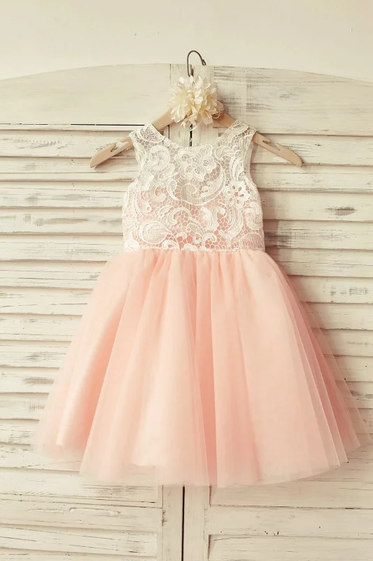 Princess Ivory Lace Blush Pink Tulle Flower Girl Dress Buy More, Save More