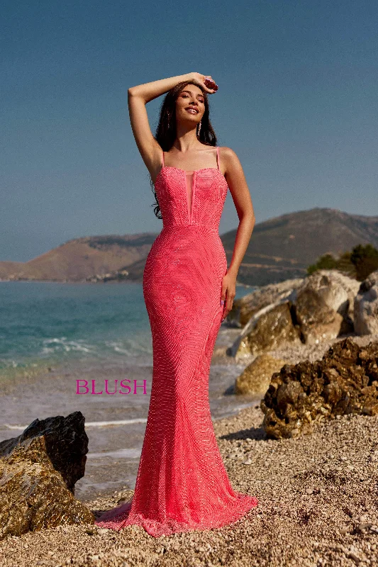 High-Fashion Women's Clothing Blush by Alexia Designs 12159 - Beaded Net Sheath Prom Gown