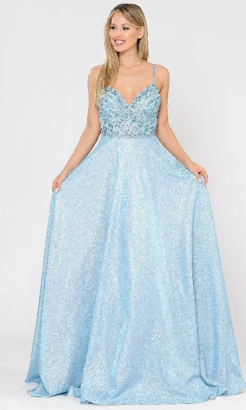 Women's Comfortable Lounge Garments Poly USA 8414 - Sequined Glittered A-Line Gown Women's Comfortable Lounge Garments Poly USA 8414 - Sequined Glittered A-Line Gown