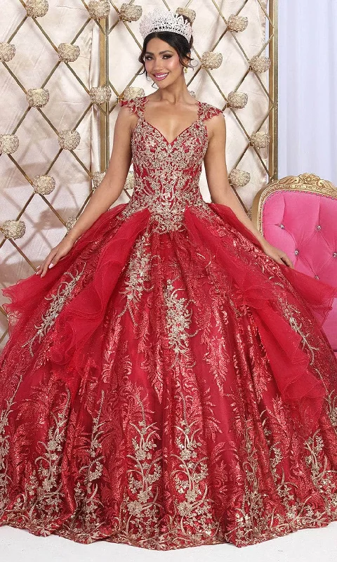 Women's Plus-Size Attire May Queen LK231 - Metallic Embroidered Ballgown