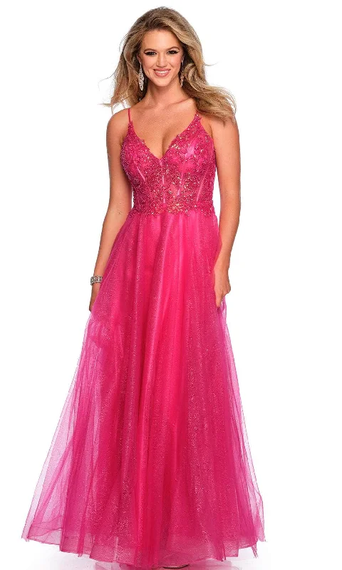 Versatile Women's Fashion Dave & Johnny 11243 - Beaded Top A-Line Prom Gown