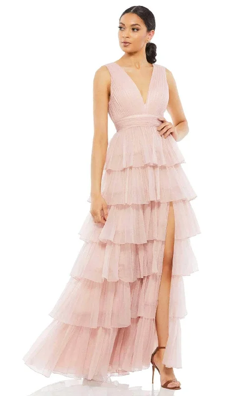 Women's Travel Attire Mac Duggal 26594 - Tiered A-Line Dress with Slit