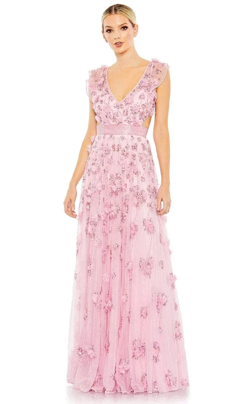 High-End Women's Apparel Mac Duggal 93692 - Open Lace-Up Back V-Neck Dress