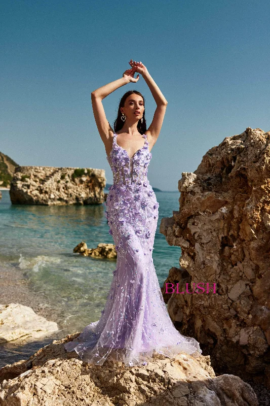 Women's Evening Wear Blush by Alexia Designs 12142 - 3D Floral Mermaid Gown