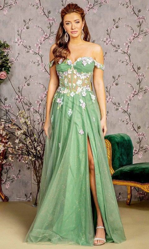 Comfortable Women's Clothing GLS by Gloria GL3227 - Floral Embellished A-Line Gown