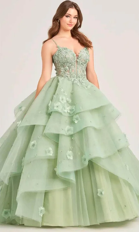 Women's Fashion Clothing Ellie Wilde EW35206 - Lace-Up Back Embroidered Ballgown