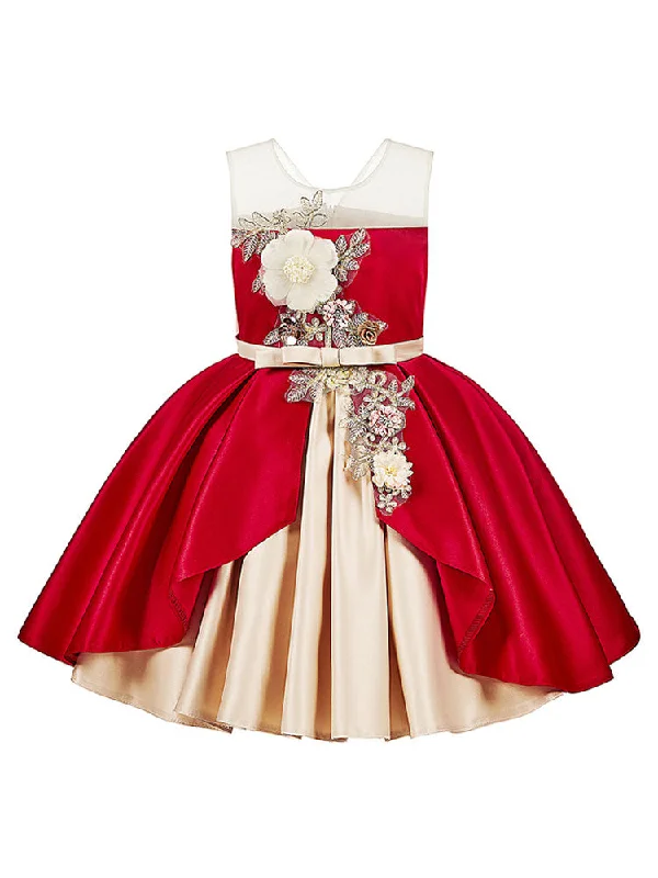 Jewel Neck Polyester Sleeveless Short Ball Gown Bows Kids Party Dresses Big Savings On Rustic Countryside Styles