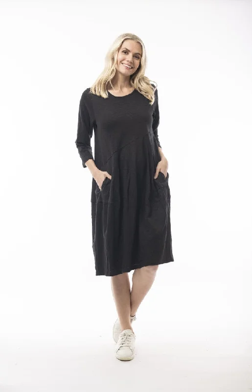 Orientique Stretch Cotton Bubble Dress (Black or teal) Flash Deals