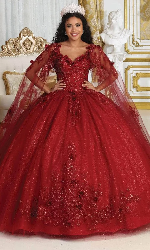 Women's Seasonal Fashion Trends May Queen LK214 - Embroidered V-Neck Ballgown