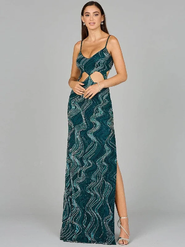 Women's Layered Outfit Lara Dresses 9941 - Lace-Up Back Fitted Bodice Gown