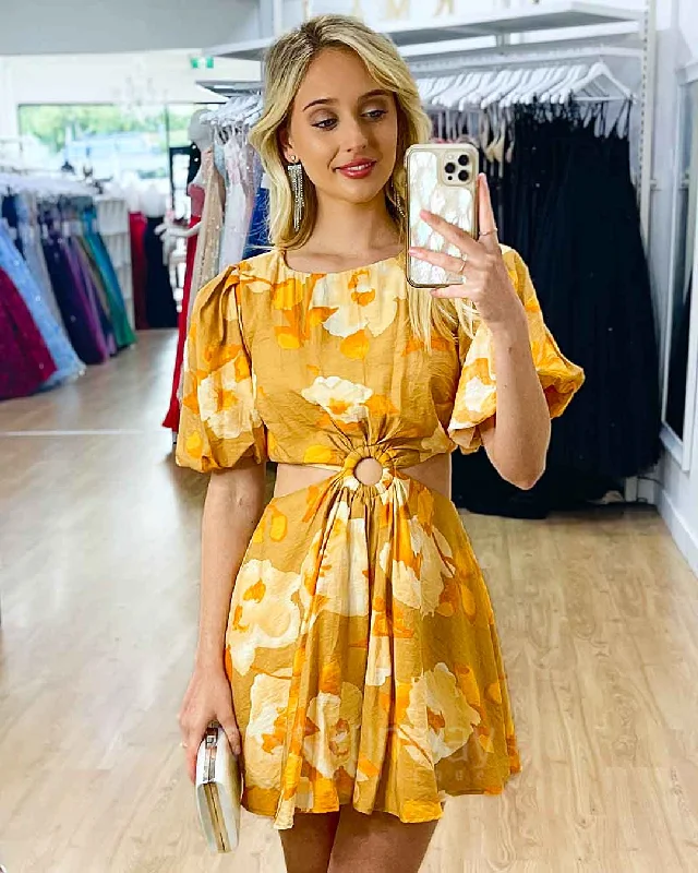 Kate Mini Dress - Yellow Floral Final Clearance