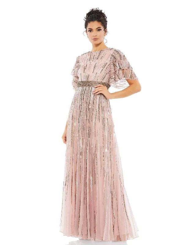 Women's Sporty Chic Clothes Mac Duggal 93582 - Sequined Long Sleeve Gown