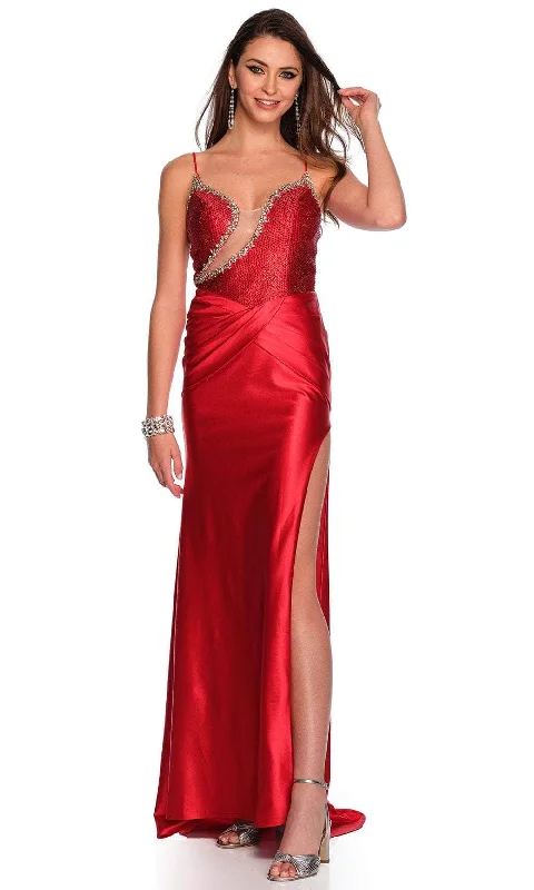 End Of Season Sale Clothing Dave & Johnny 11498 - Cut-Out Detailed Satin Gown